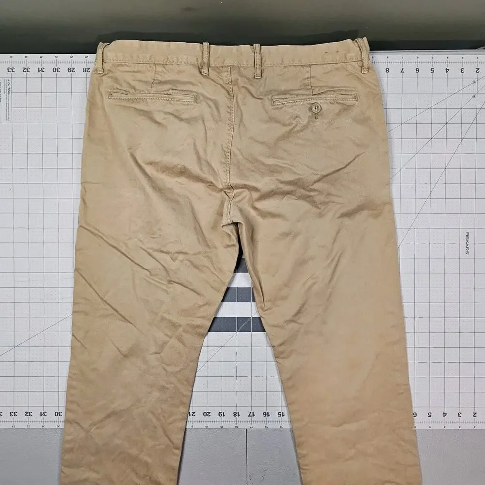 J Crew 484 Pants Mens 36x34 Tan Khaki Broken In Chino Slim Preppy Academia Read